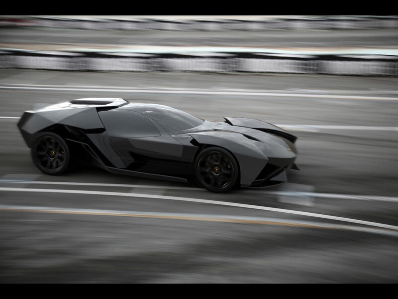 Black Sports Car on Track — Gray, Dynamic