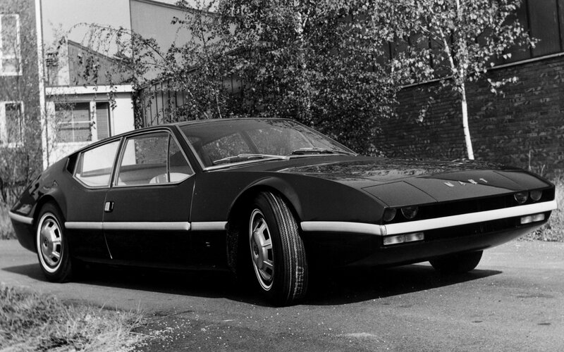 Black sports car parked outside