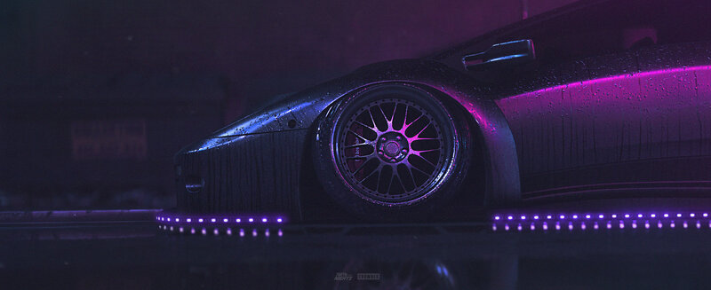 Black Sports Car — Purple, Dark