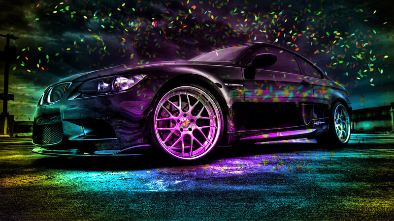 Black Sports Car — Purple