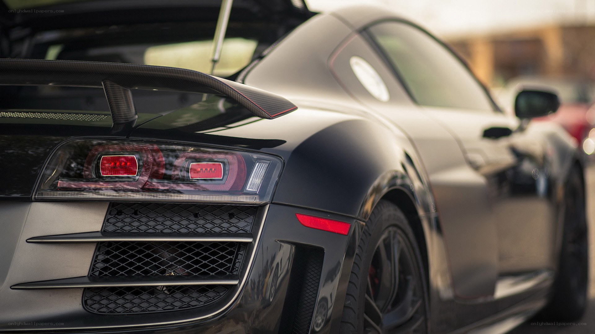 Black sports car rear view