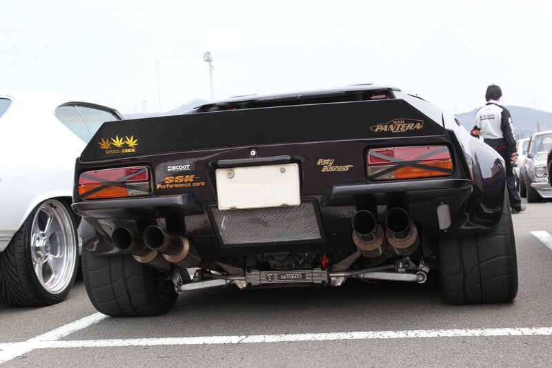 black sports car rear view