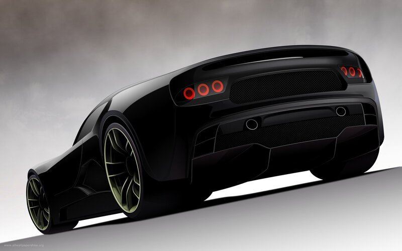 black sports car rear view