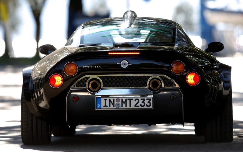 black sports car rear view