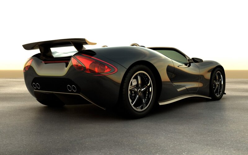 black sports car rear view