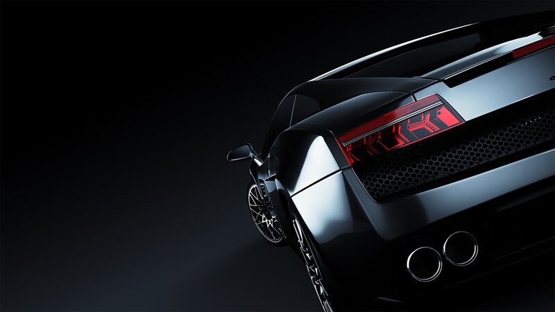 black sports car rear view