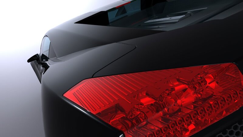 black sports car rear view
