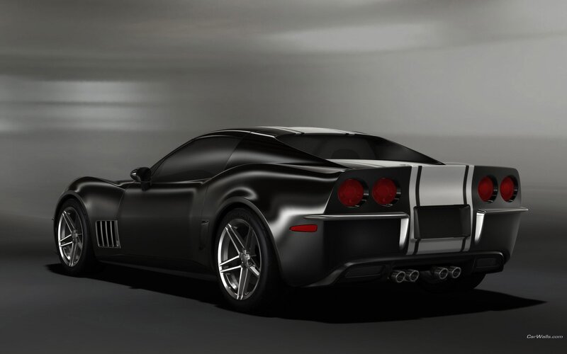 black sports car rear view
