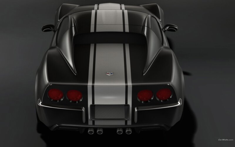 black sports car rear view