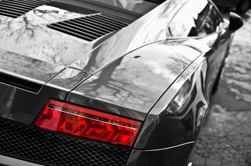 black sports car rear view