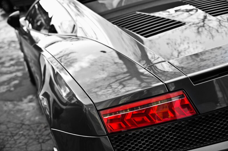 black sports car rear view