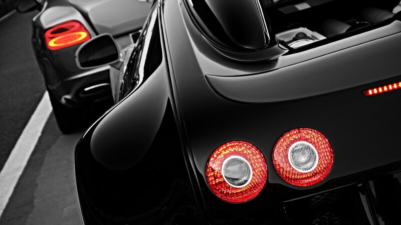 black sports car rear view