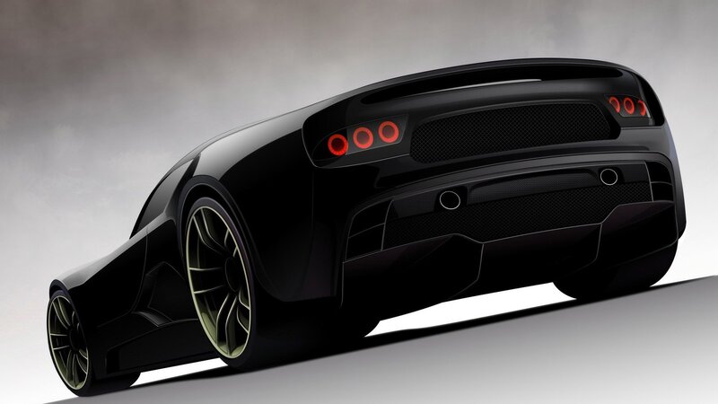 black sports car rear view