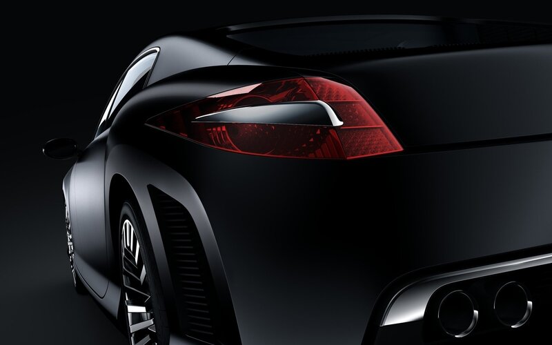 black sports car rear view