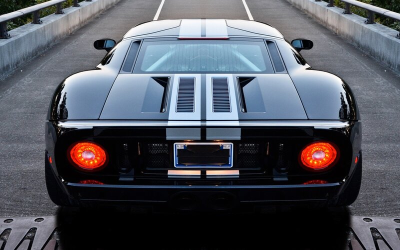 black sports car rear view