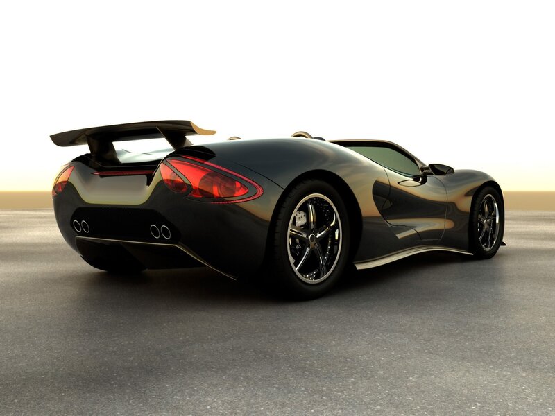 black sports car rear view