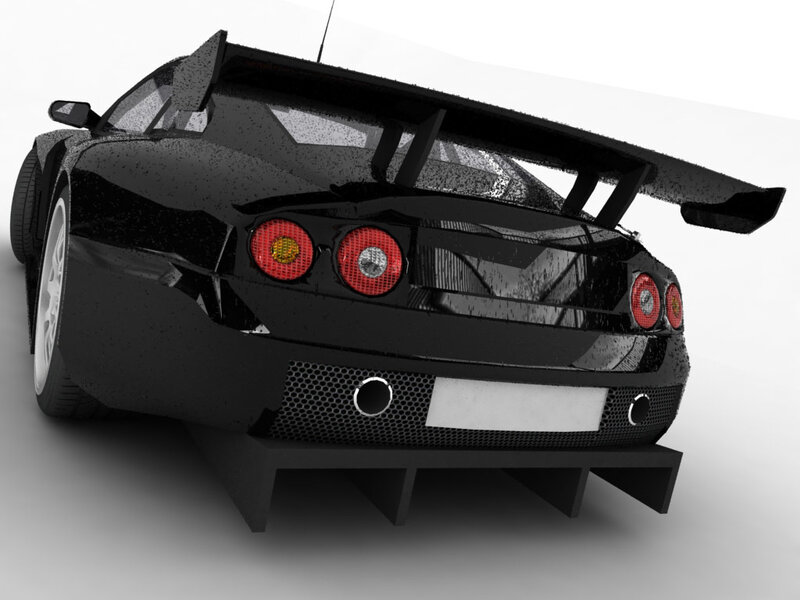 black sports car rear view