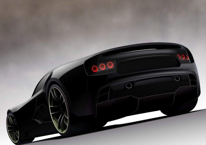 black sports car rear view