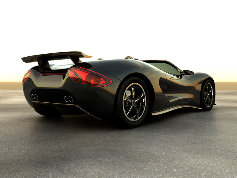 black sports car rear view