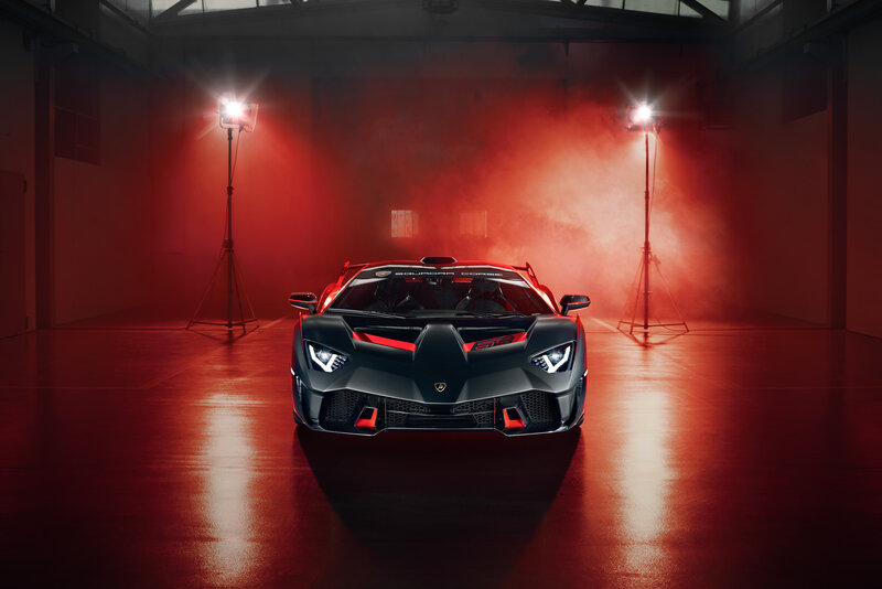 Black Sports Car — Red, Dramatic, Photograph