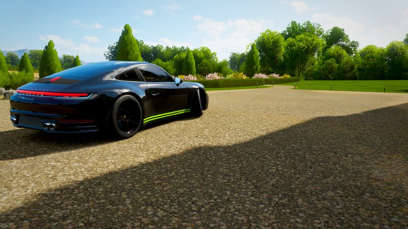 Black Sports Car — Serene, Afternoon, 3d Render, Gravel
