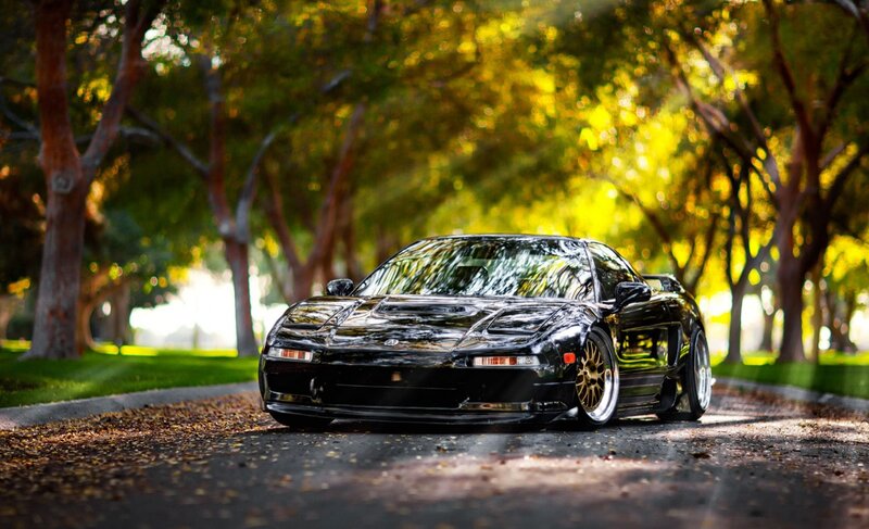 Black Sports Car — Serene, Autumn, Photograph, Trees