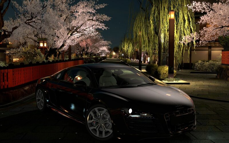 Black Sports Car — Serene, Night