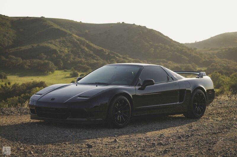 Black Sports Car — Serene, Sunset, Photograph, Hills