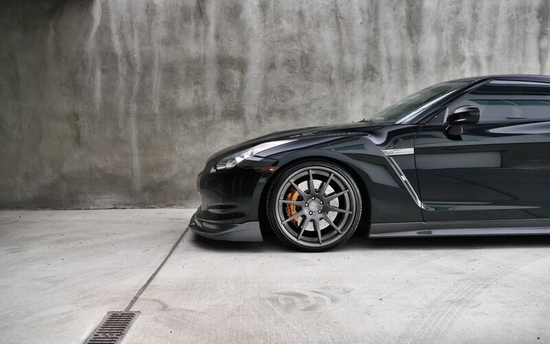 Black sports car side profile