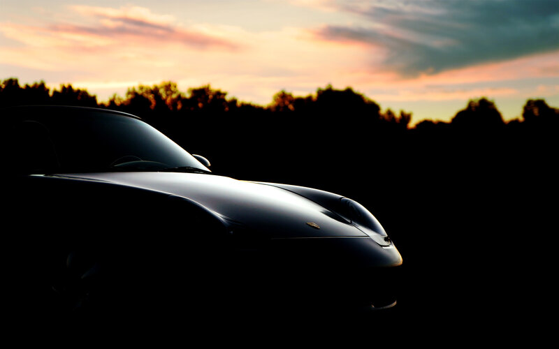 Black Sports Car Silhouette — Dramatic