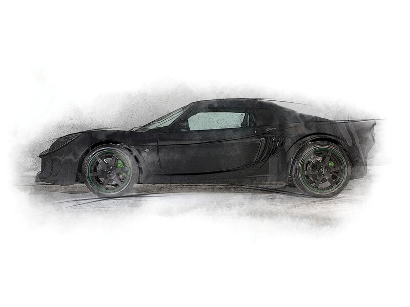 black sports car sketch
