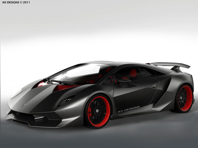 Black Sports Car — Sleek, 3d Render, Red Wheels