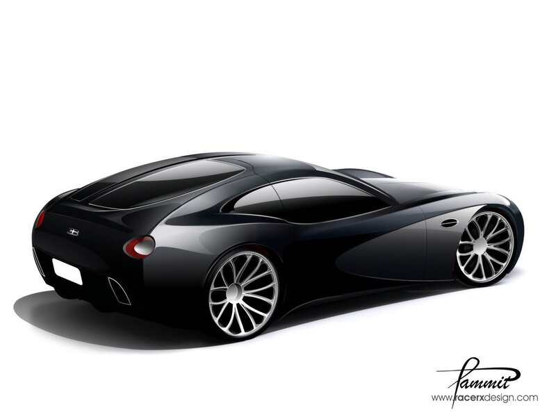 Black Sports Car — Sleek, Digital Art, Wheels, Taillights