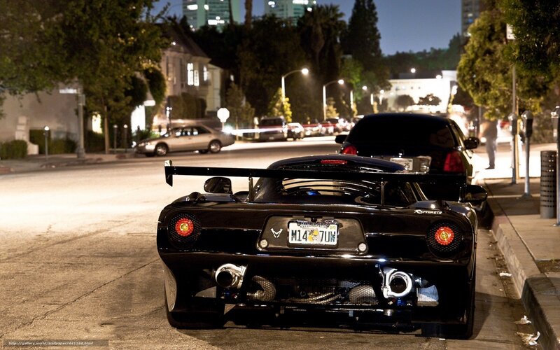 Black Sports Car — Urban, Night