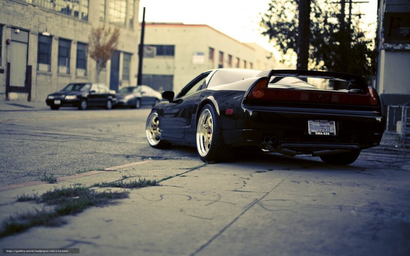 Black Sports Car — Urban, Sunset