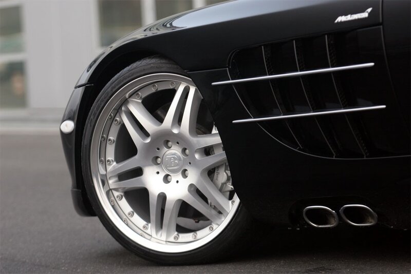 Black sports car wheel detail
