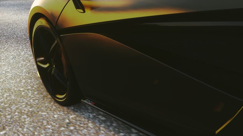 Black Sports Car Wheel — Dramatic, Sunset
