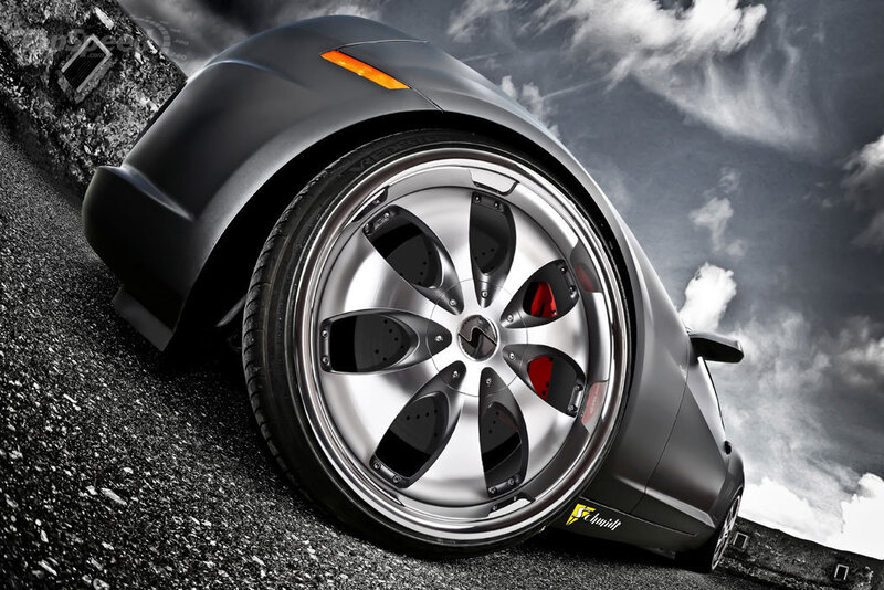 Black Sports Car Wheel — Gray