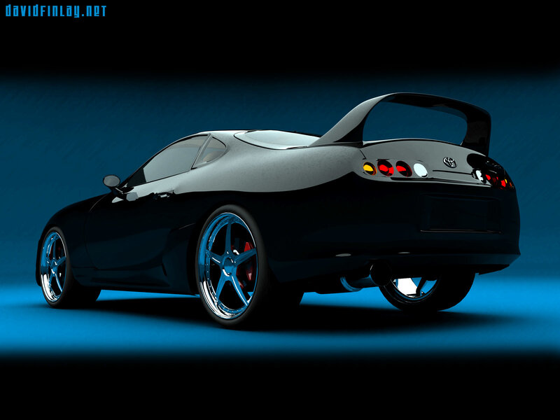 black sports car with blue wheels