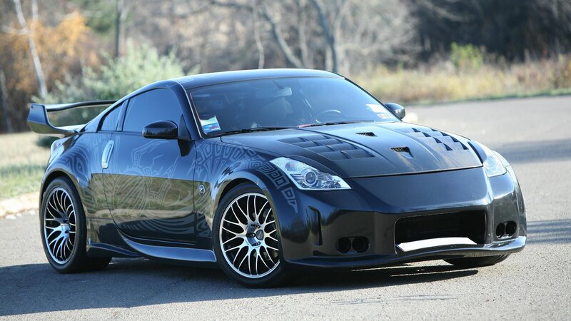 black sports car with custom graphics