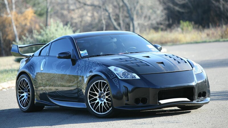 black sports car with custom graphics