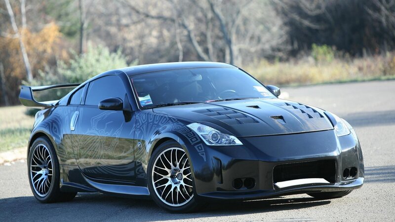 black sports car with custom graphics