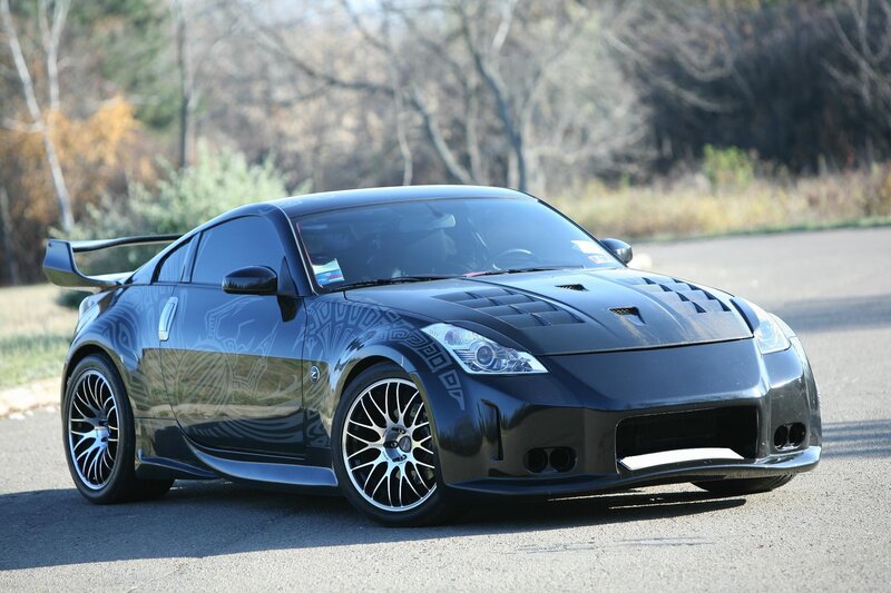 black sports car with custom graphics