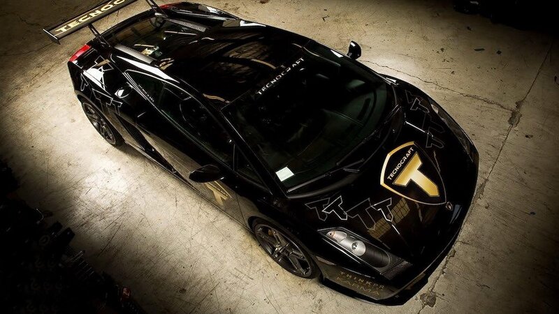 black sports car with decals