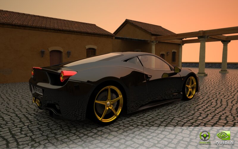 black sports car with gold wheels