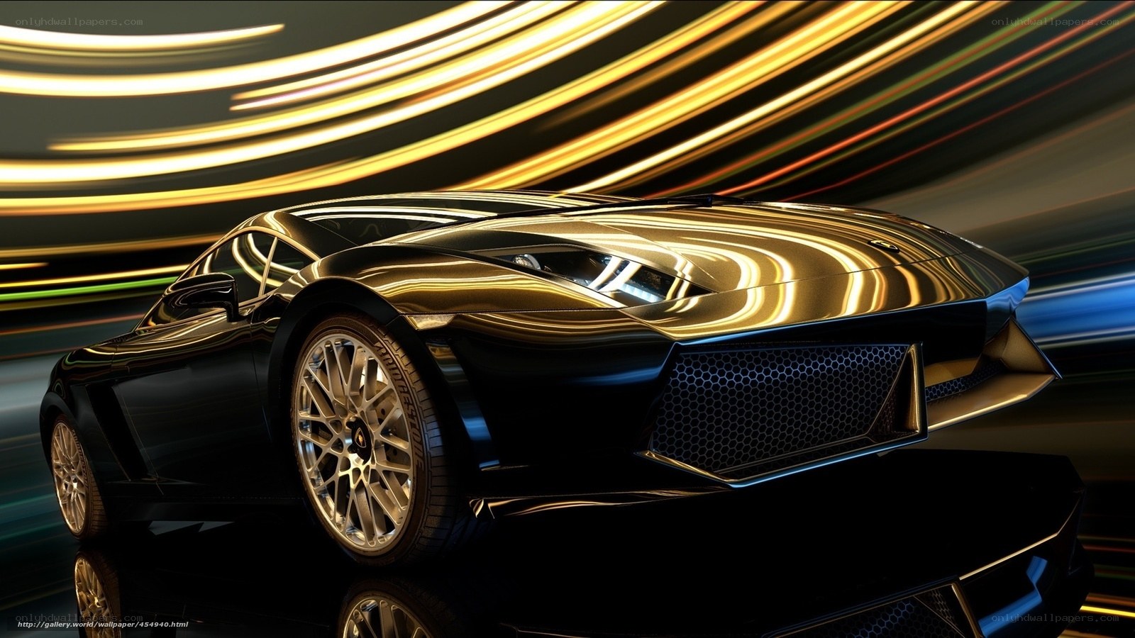 Black sports car with light streaks