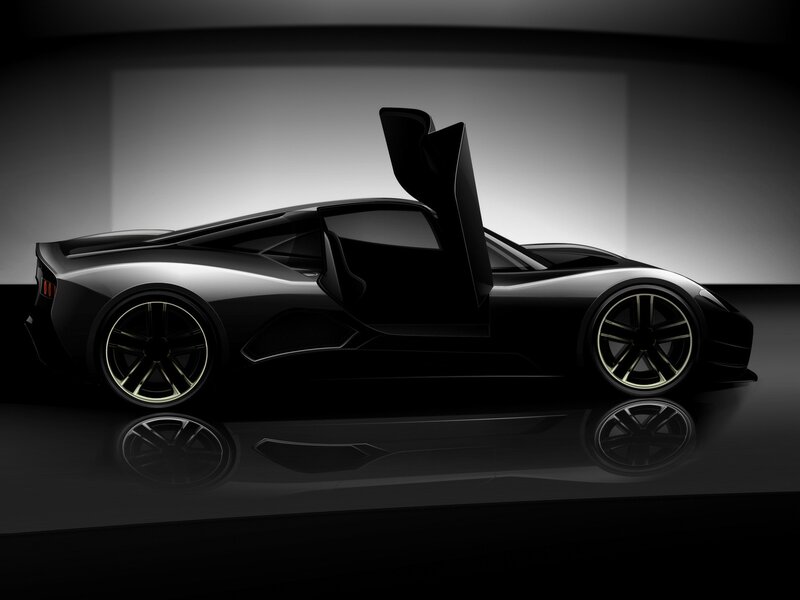 black sports car with open door