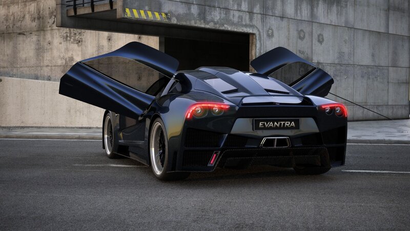 Black sports car with open doors