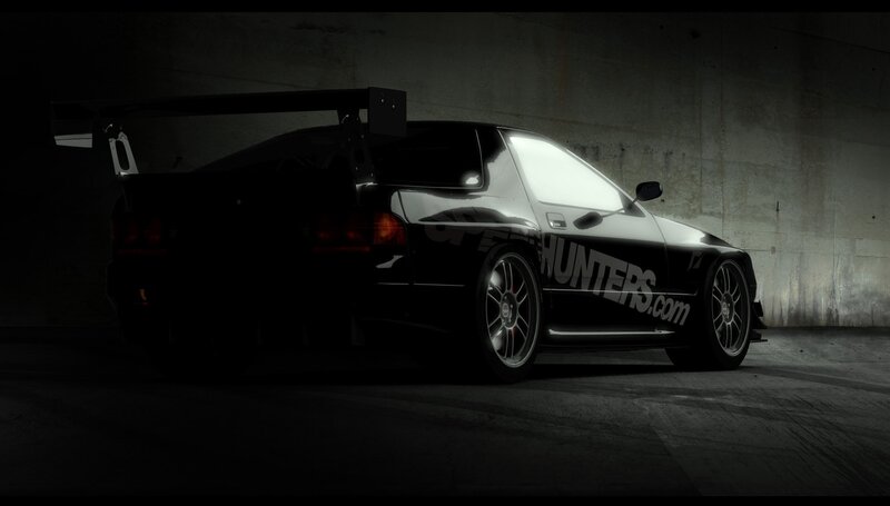 black sports car with spoiler