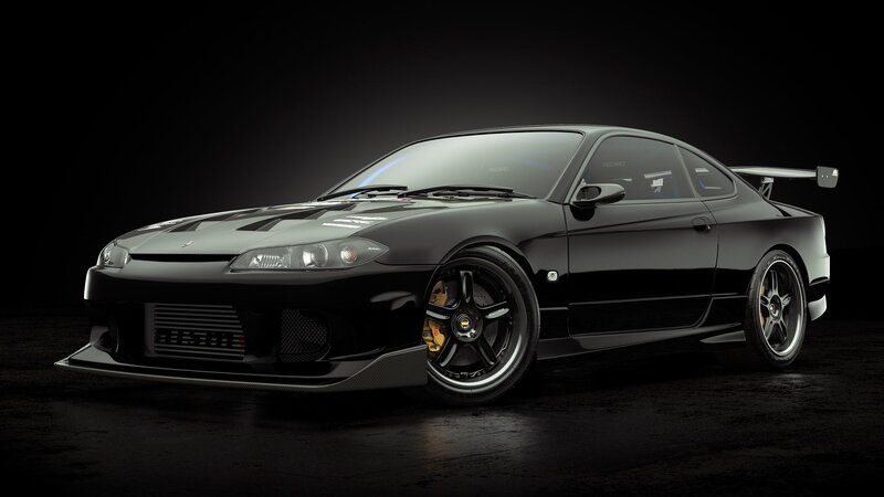black sports car with spoiler